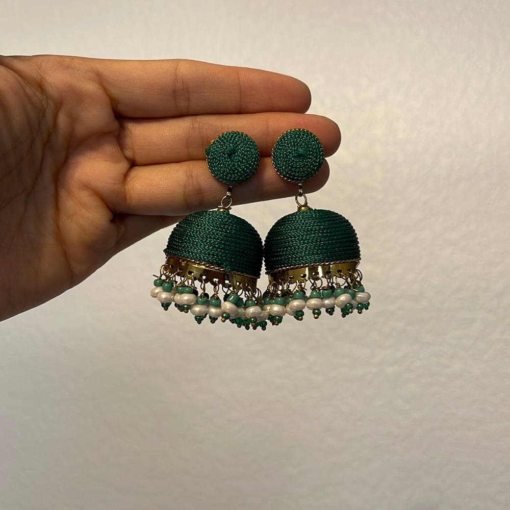 Green handmade earrings India